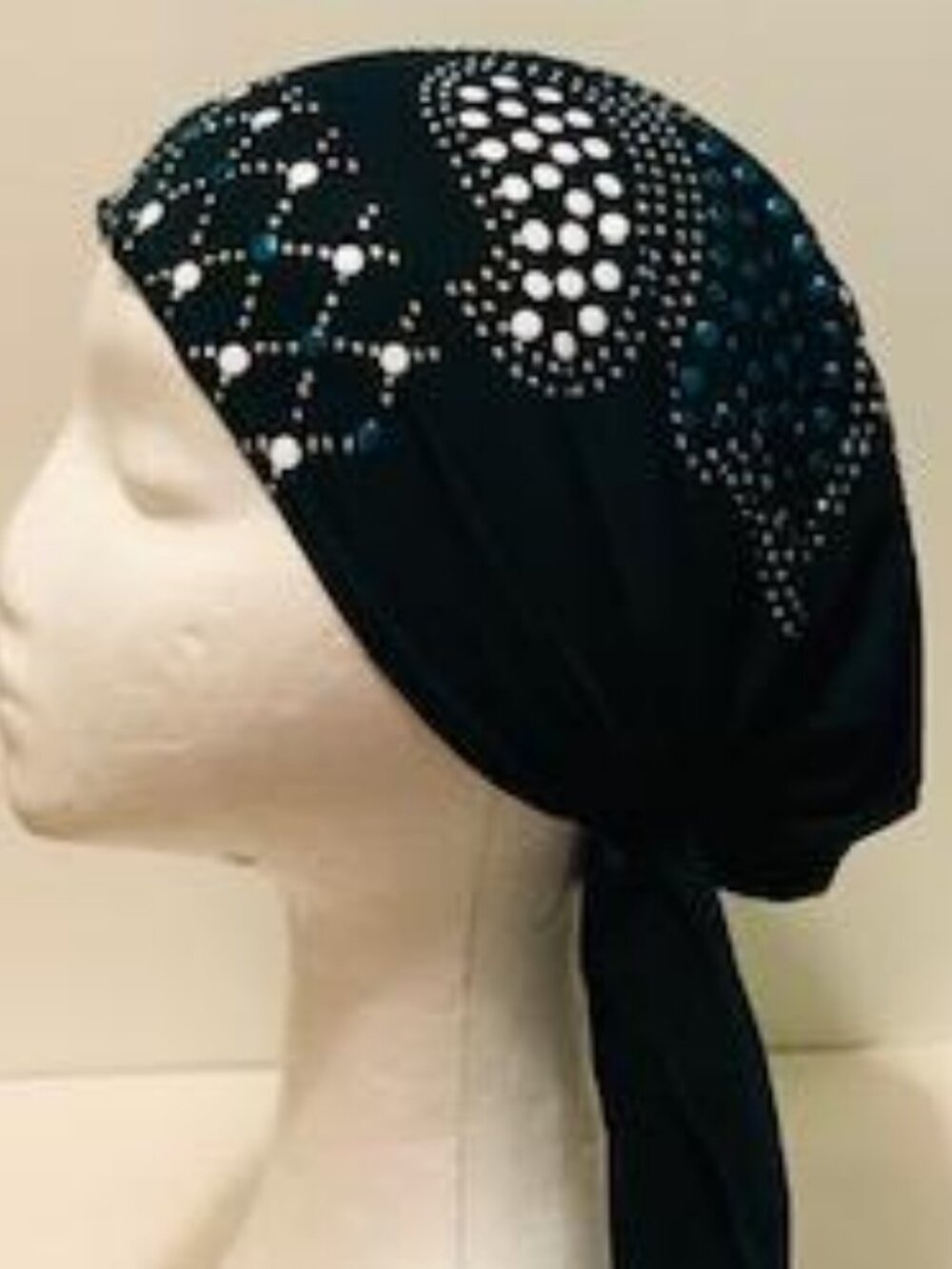 DARK GREEN Fancy Girl Chemo Stud Fashion Cap Slip On Bonnet Hijab Undercap #8